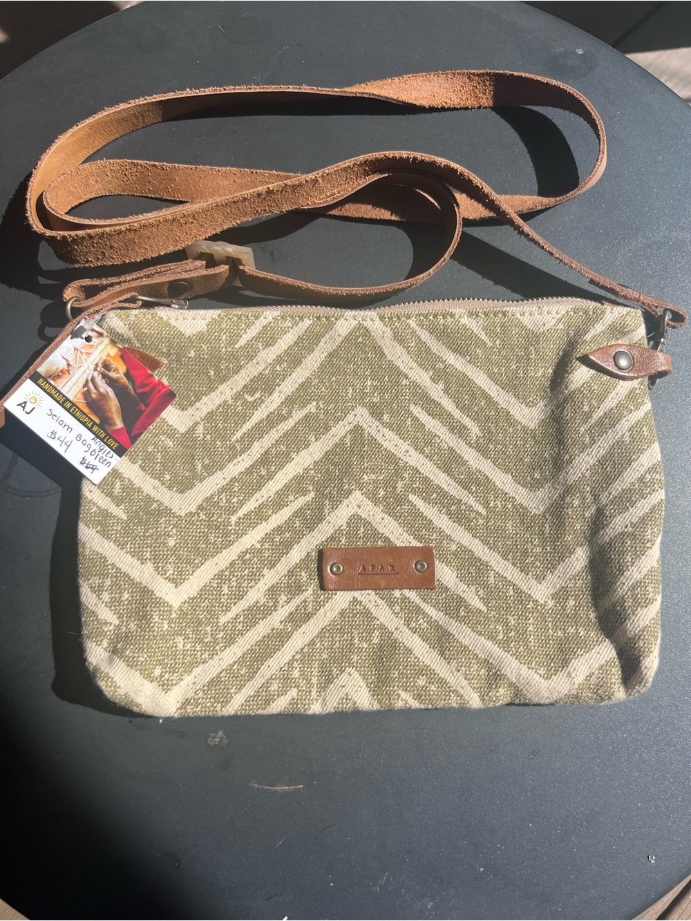 NWT Crossbody Addis Jemari Hand Dyed Green with Leather Strap